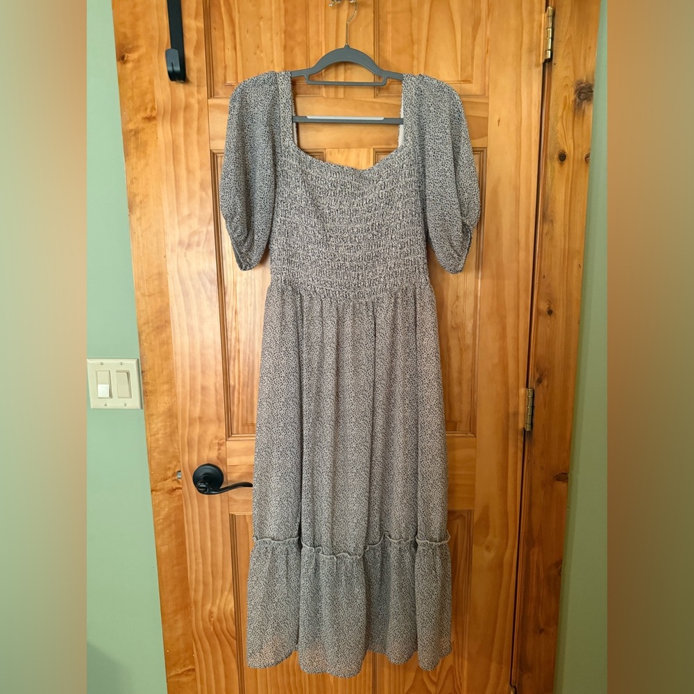 Sienna Sky Taupe Floral Midi Dress